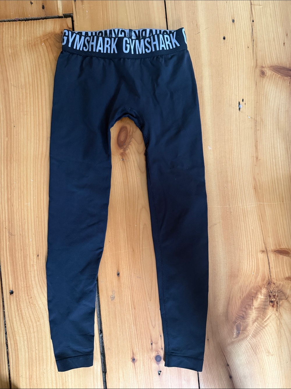 Gymshark Kids Black Leggings with Logo Waistband